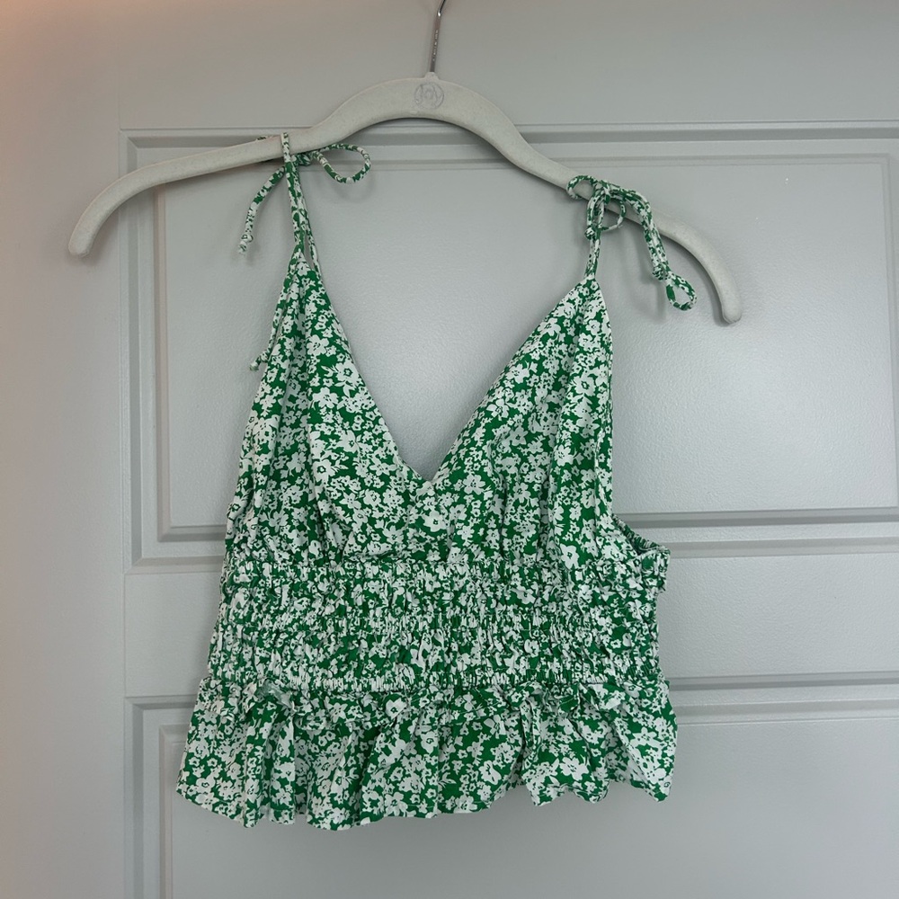Green Floral Women's Top